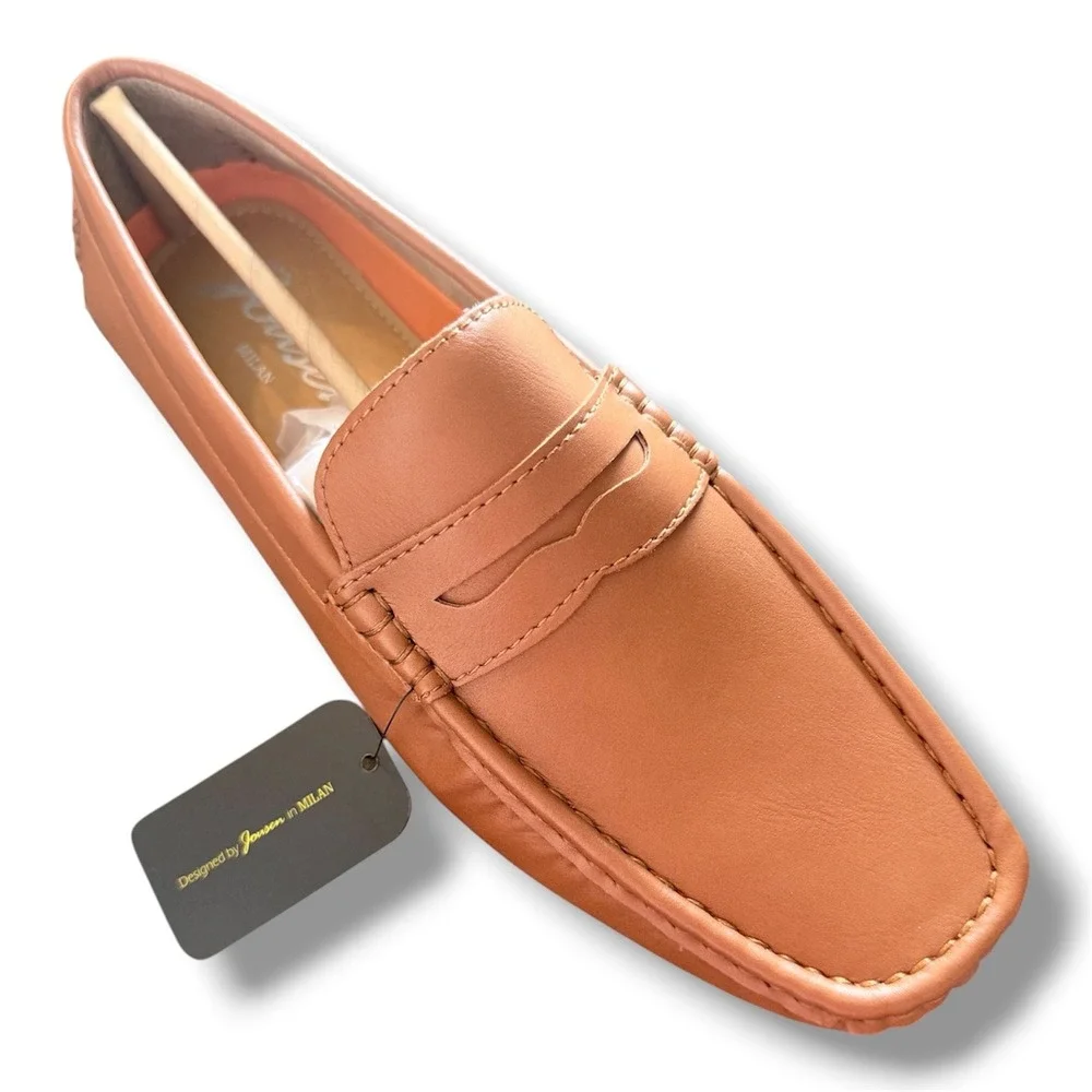 Jousen Mens Penny Loafers Brown Casual Driving Boat Dock Deck Shoes Sz 8 NEW